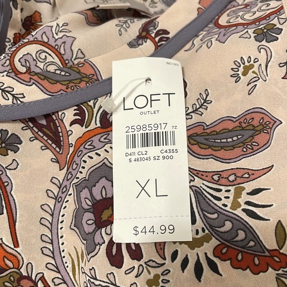 NWT - Loft Outlet Floral Paisley Printed Sleeveless Blouse - Size XL - Picture 4 of 4